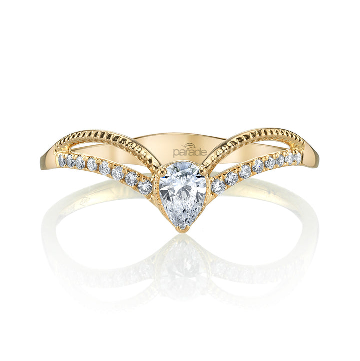 Pear-Shaped Diamond Milgrain Engagement Ring