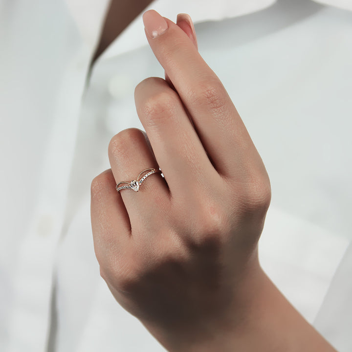Pear-Shaped Diamond Milgrain Engagement Ring