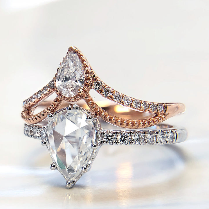 Pear-Shaped Diamond Milgrain Engagement Ring