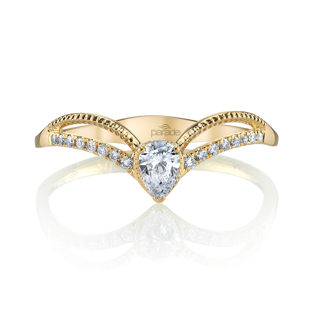 Pear-Shaped Diamond Milgrain Engagement Ring