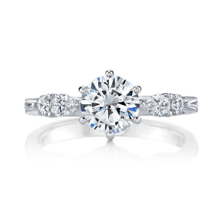 Pear-Shaped & Round Diamond Engagement Ring