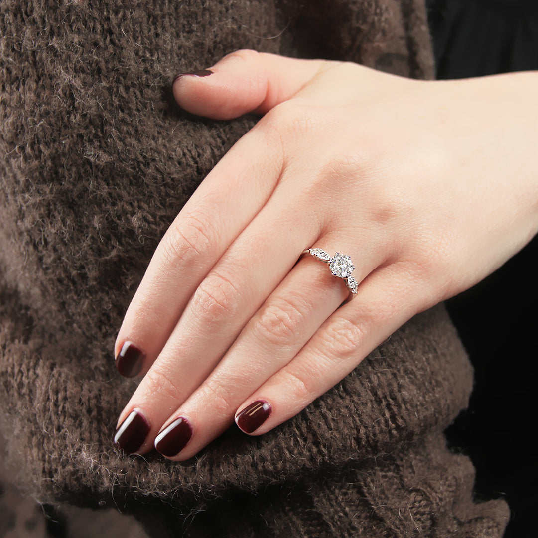 Pear-Shaped & Round Diamond Engagement Ring