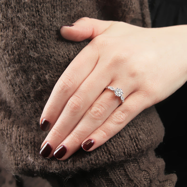 Pear-Shaped & Round Diamond Engagement Ring