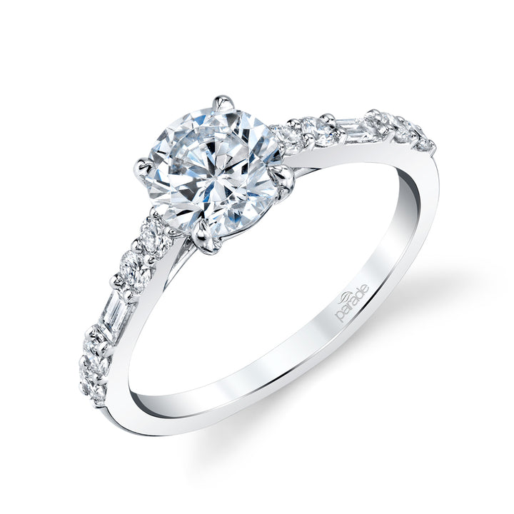 Round & Baguette Diamond Engagement Ring