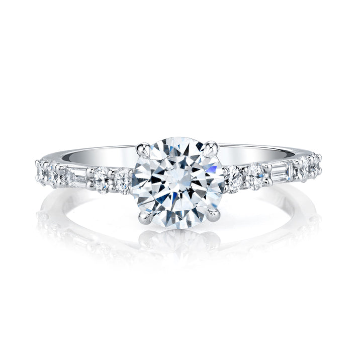 Round & Baguette Diamond Engagement Ring