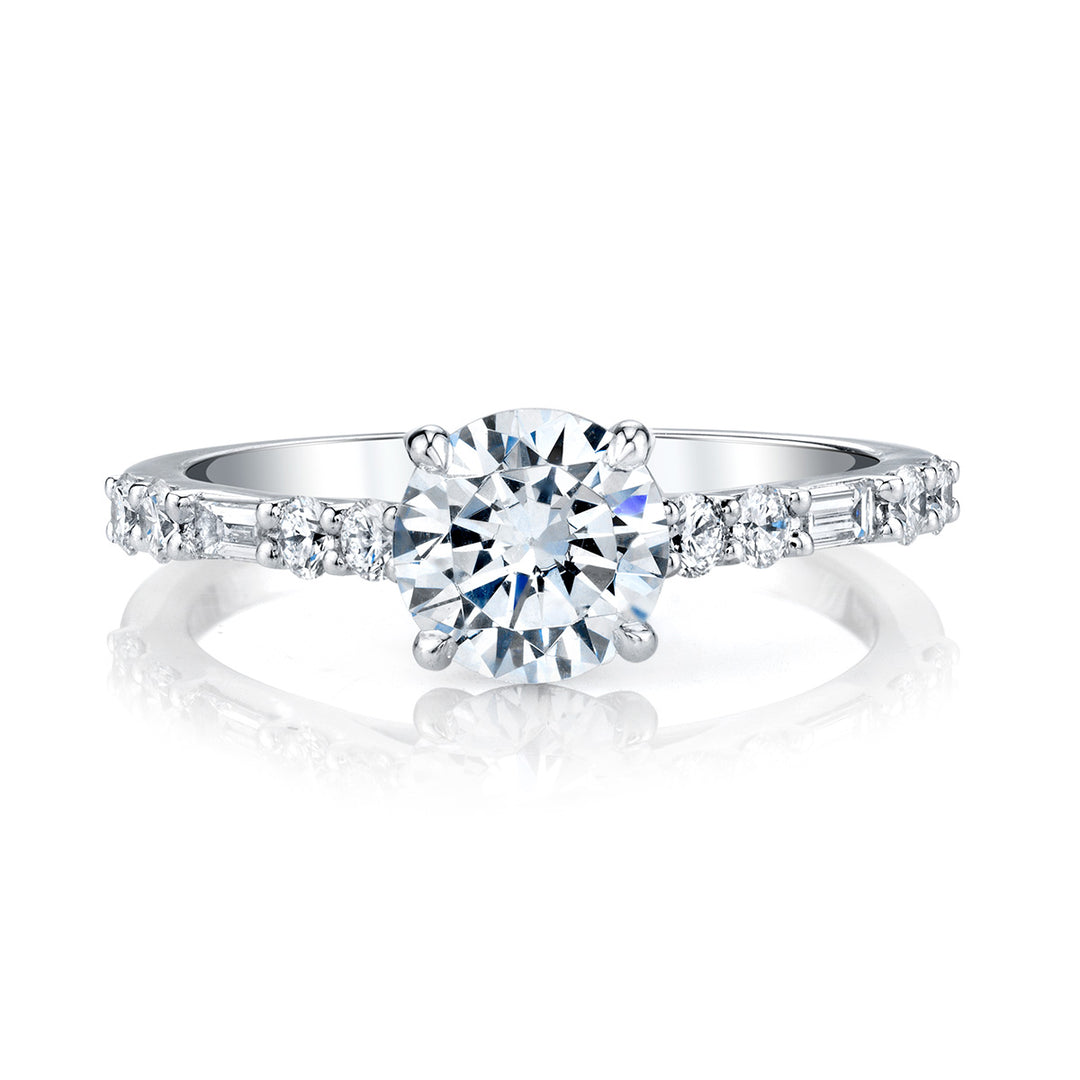 Round & Baguette Diamond Engagement Ring
