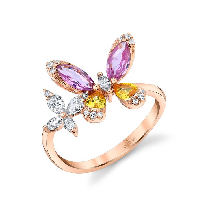 Pink Sapphire & Diamond Engagement Ring