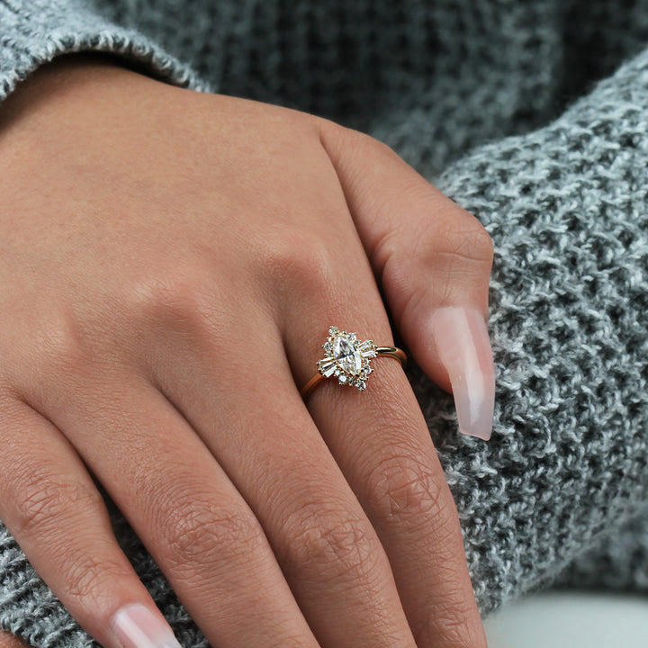 Marquise & Round Diamond Engagement Ring