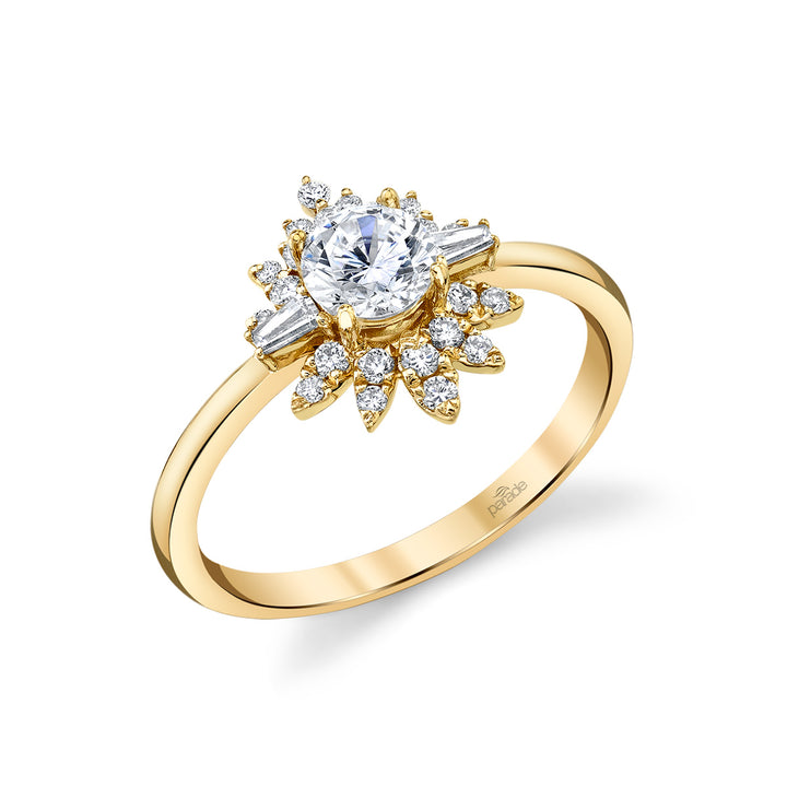 Round & Baguette Diamond Engagement Ring