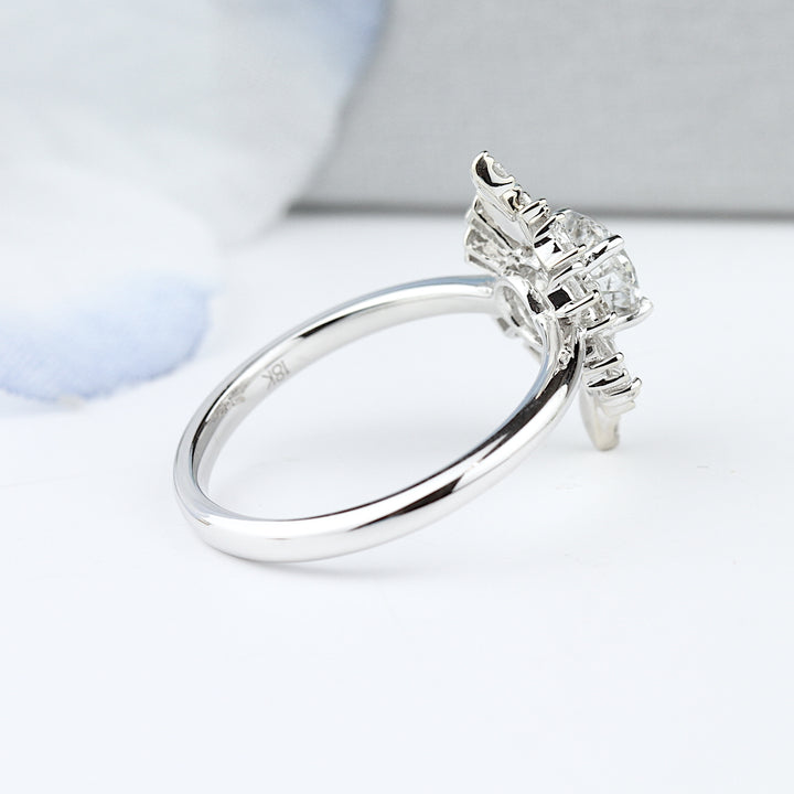 Round & Baguette Halo Engagement Ring