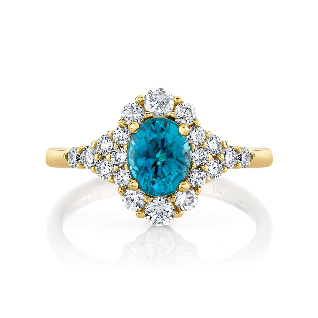 Blue Zircon Engagement Ring