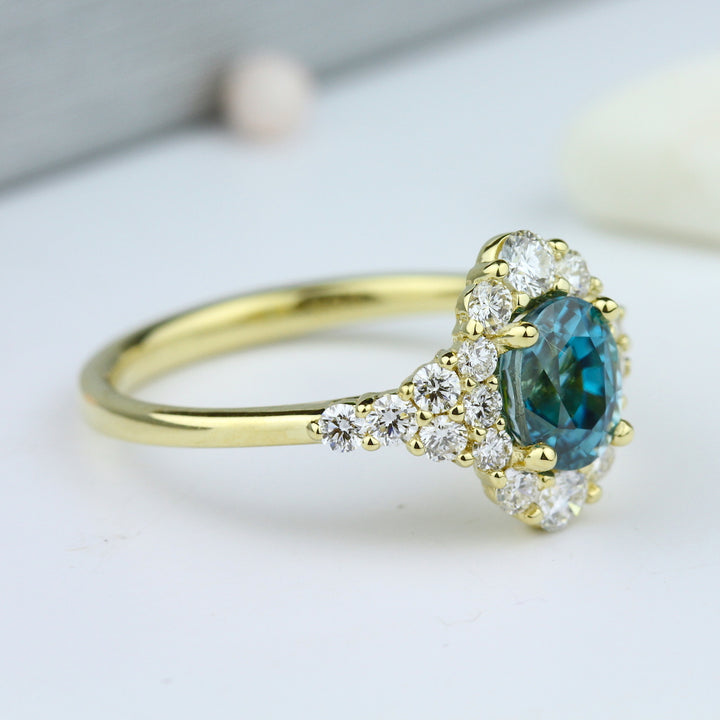 Blue Zircon Engagement Ring