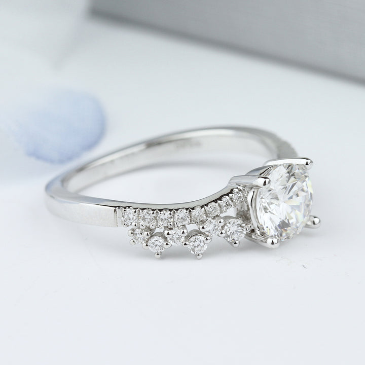 Diamond Curved Engagement Ring