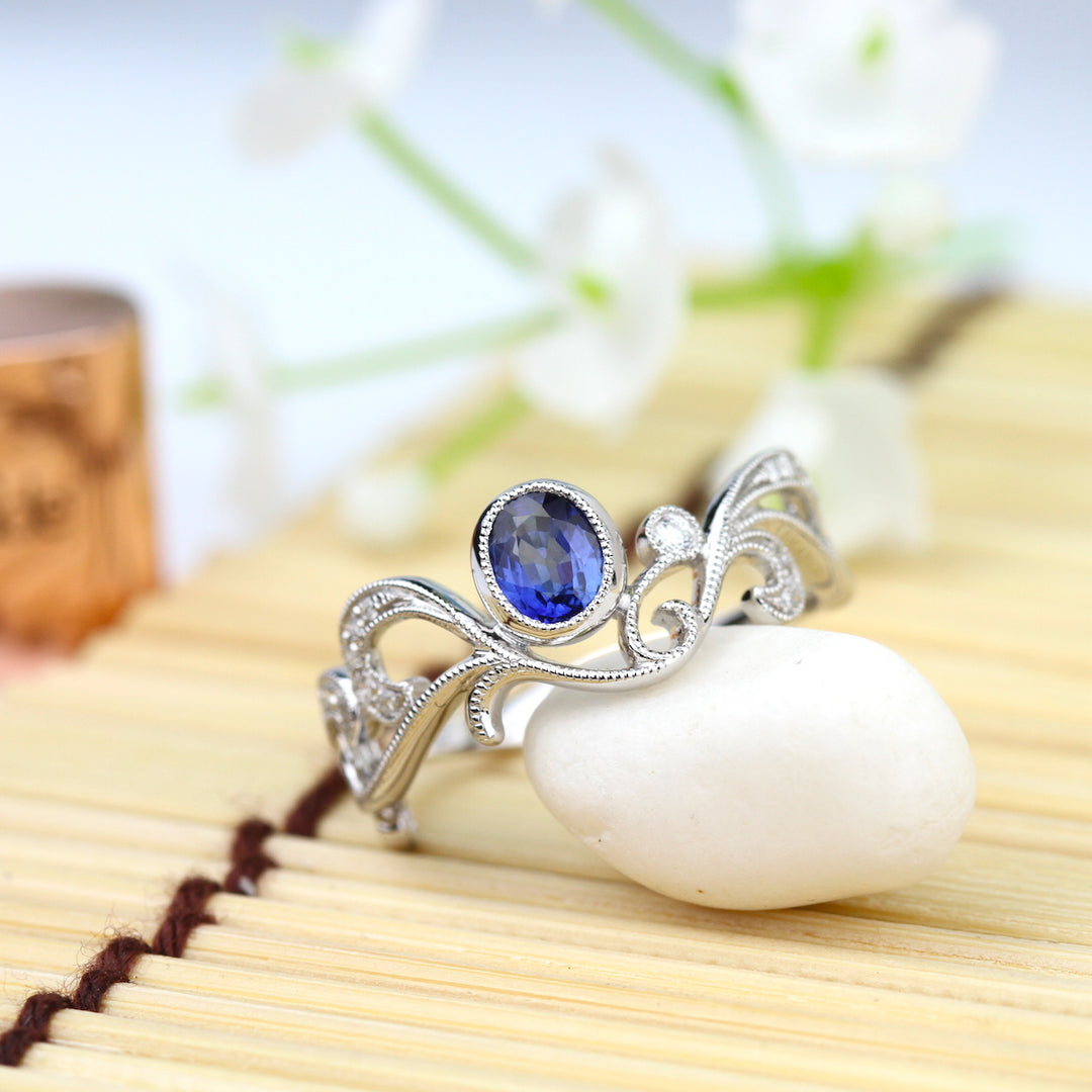 Blue Sapphire Engagement Ring