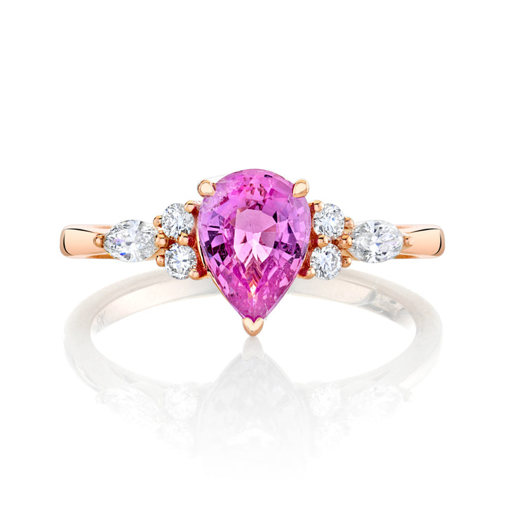 Pink Sapphire & Diamond Engagement Ring