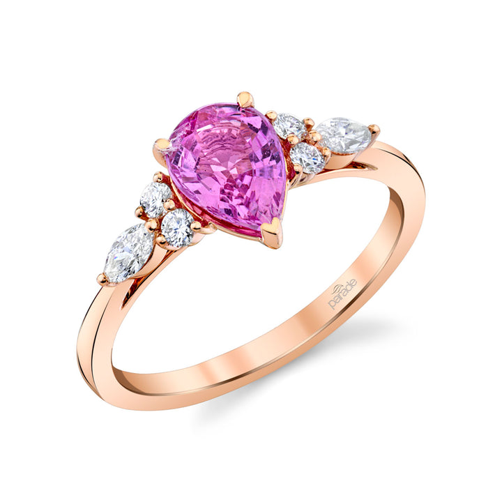 Pink Sapphire & Diamond Engagement Ring