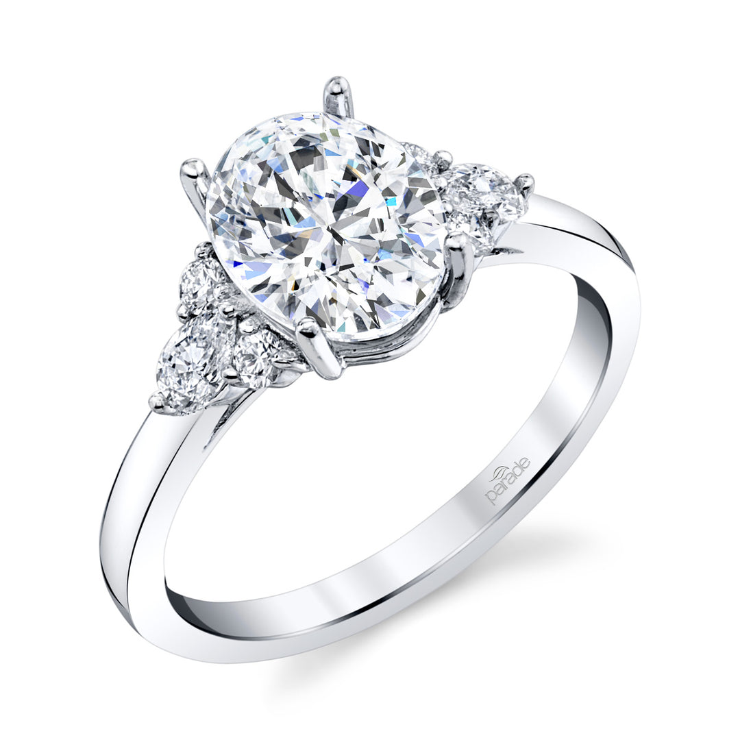 Pear-Shaped & Round Diamond Engagement Ring