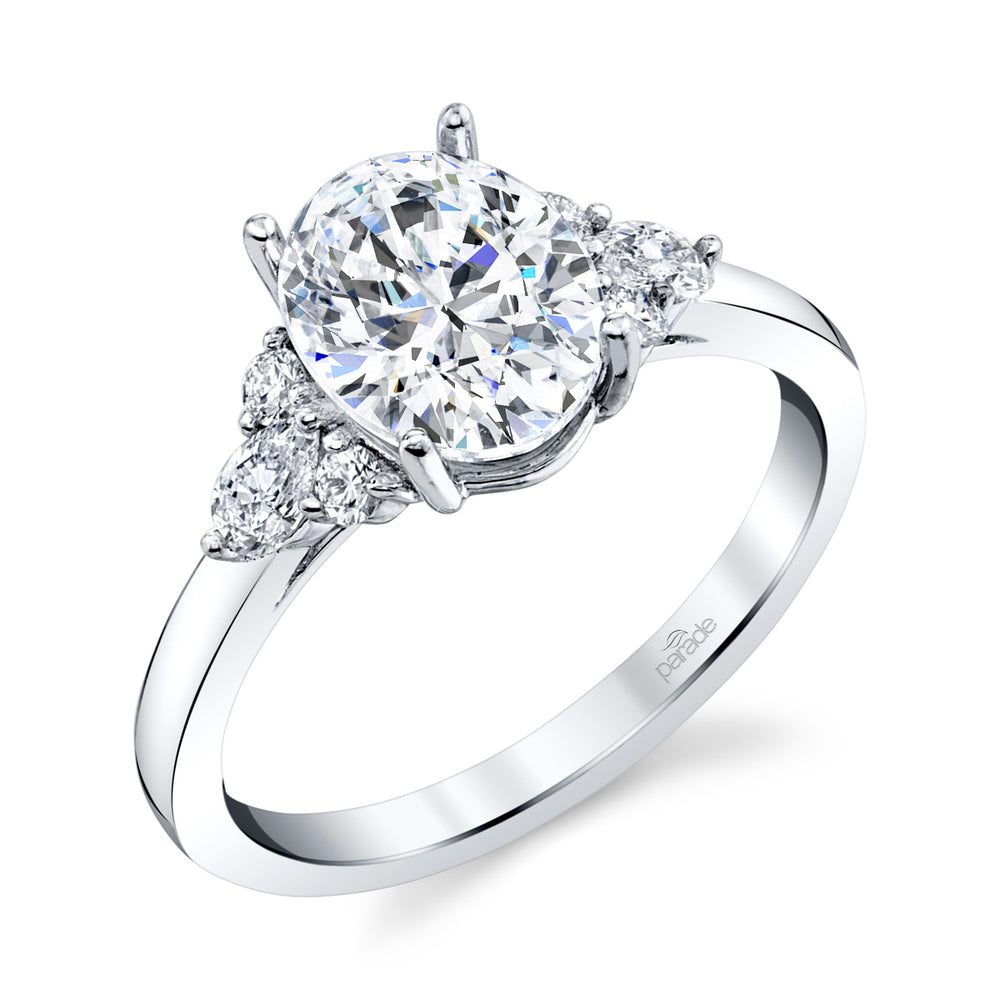 Pear-Shaped & Round Diamond Engagement Ring