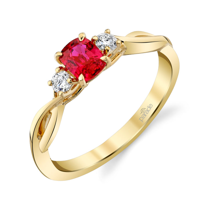 Cushion-Cut Ruby & Diamond Engagement Ring