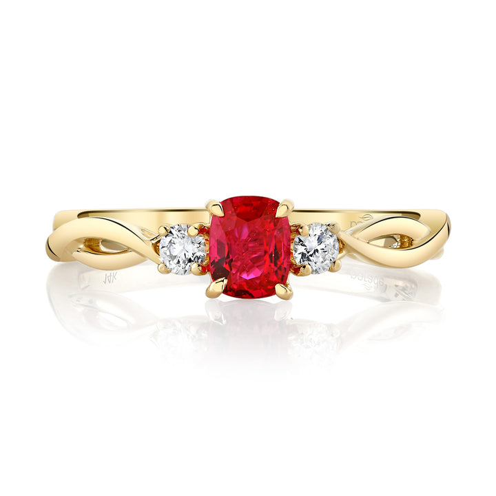 Cushion-Cut Ruby & Diamond Engagement Ring