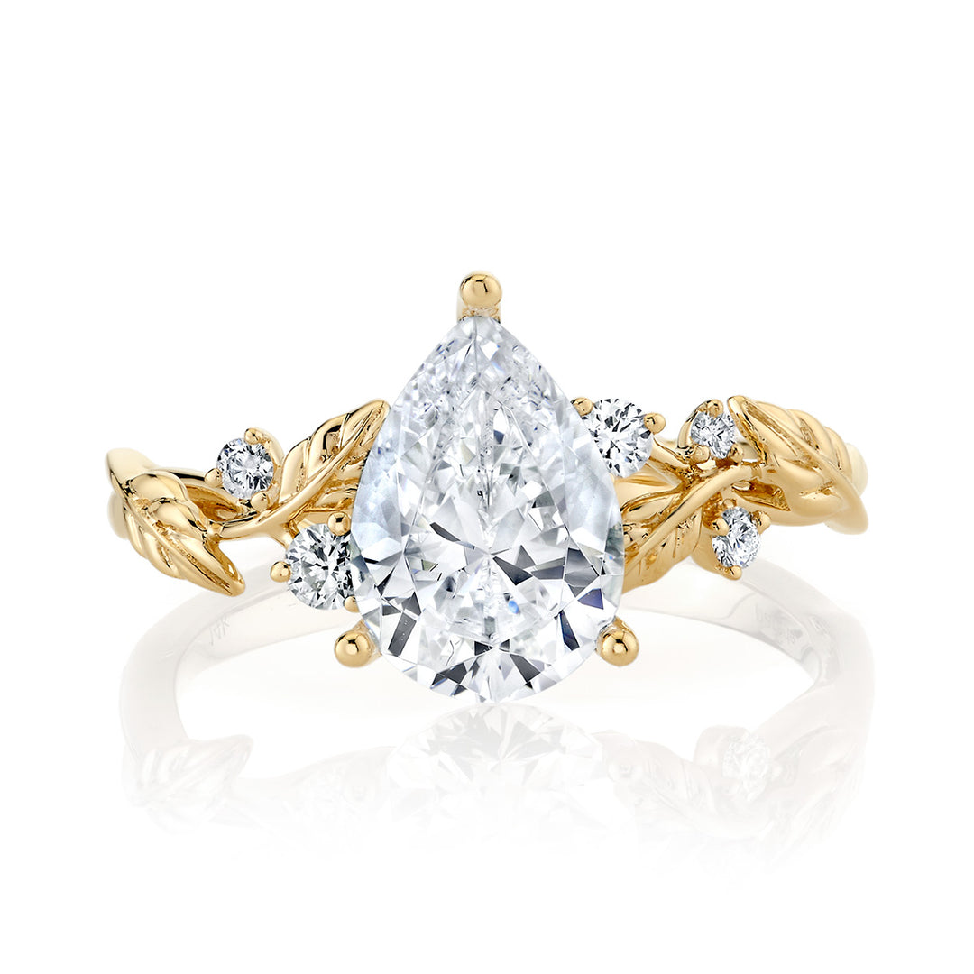 Pear-Shaped & Round Diamond Engagement Ring