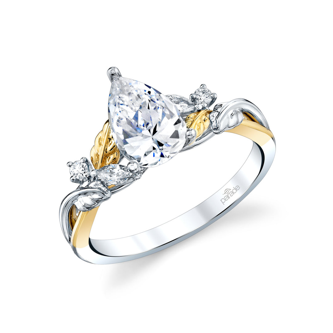 Pear-Shaped & Round Diamond Engagement Ring
