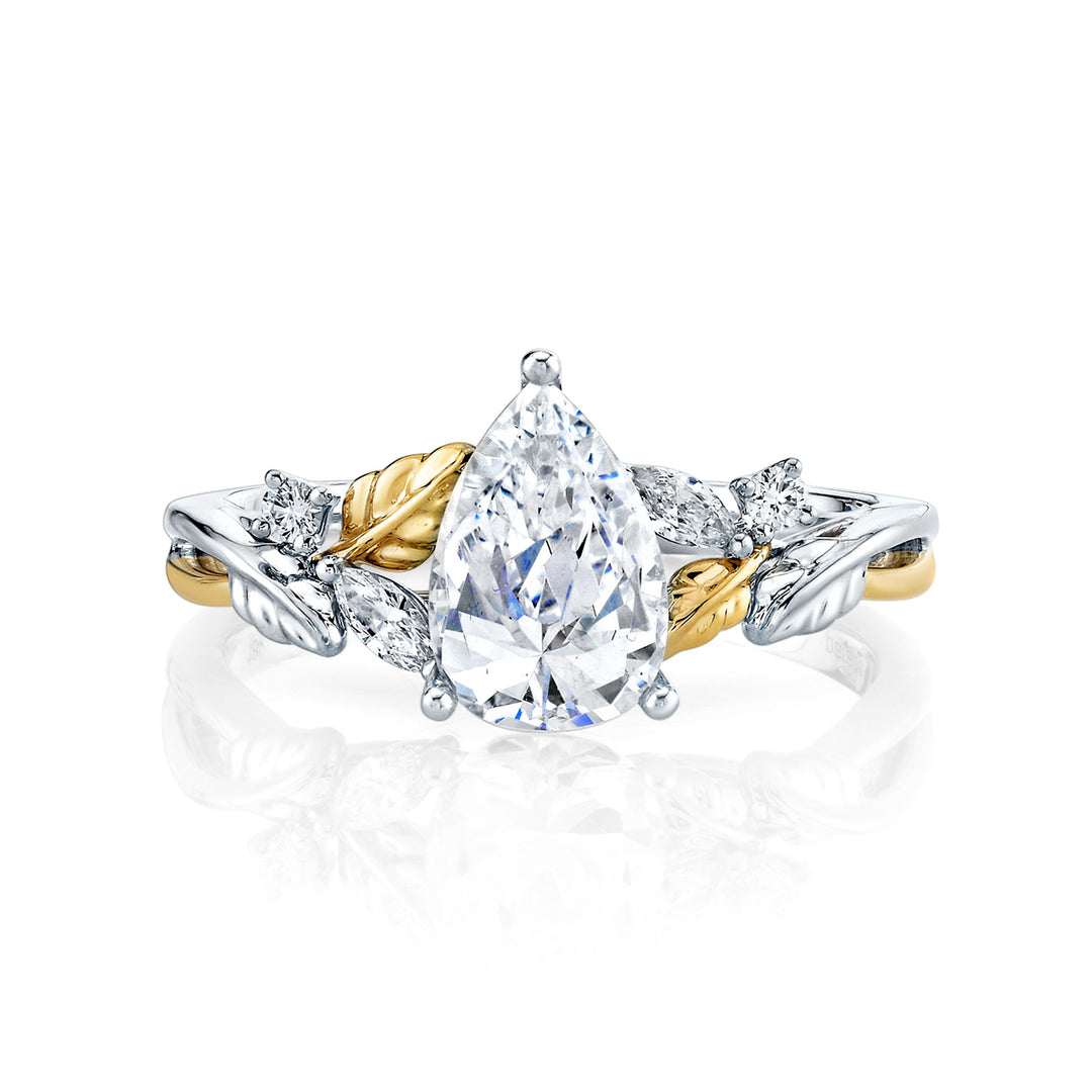 Pear-Shaped & Round Diamond Engagement Ring