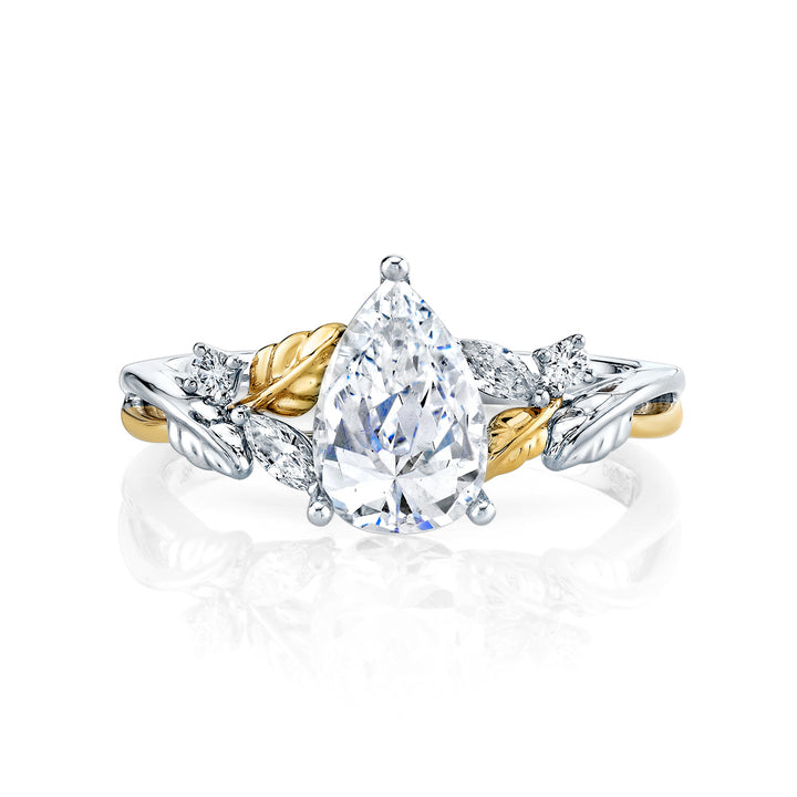 Pear-Shaped & Round Diamond Engagement Ring