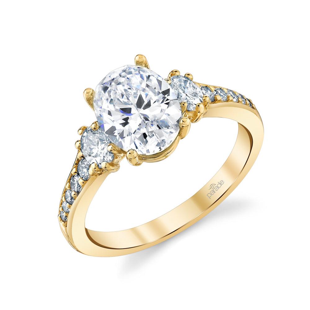 Pear-Shaped & Round Diamond Engagement Ring
