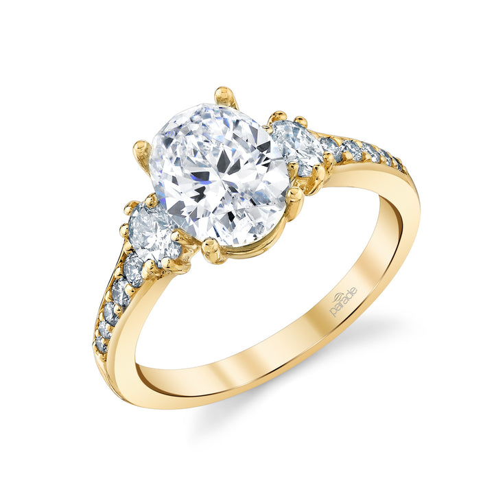 Pear-Shaped & Round Diamond Engagement Ring