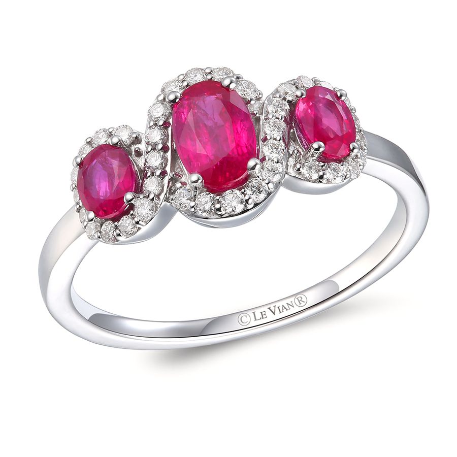 14K WHITE GOLD DIAMOND RUBY RING