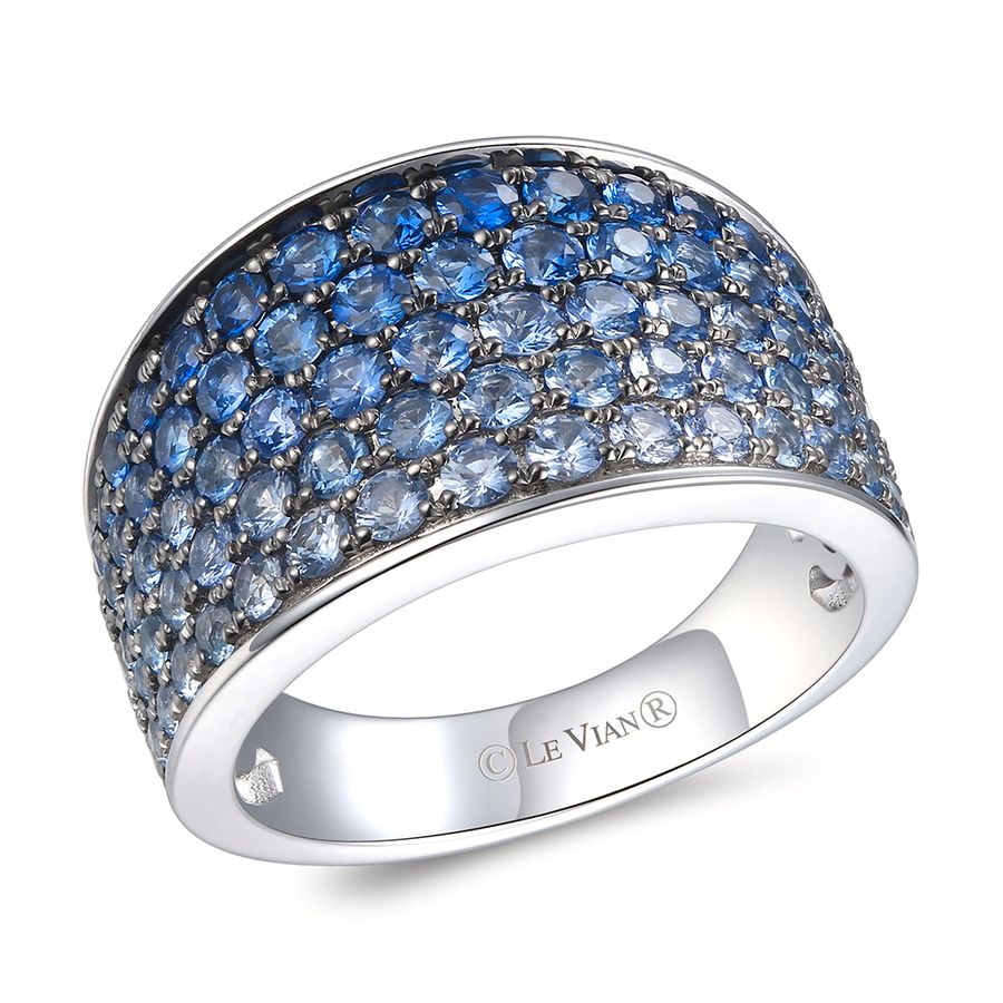14K WHITE GOLD SAPPHIRE OMBRE RING