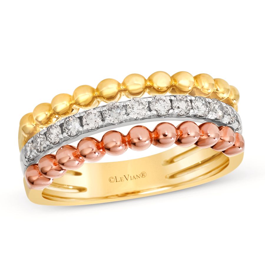 14K THREE TONE GOLD DIAMOND  RING