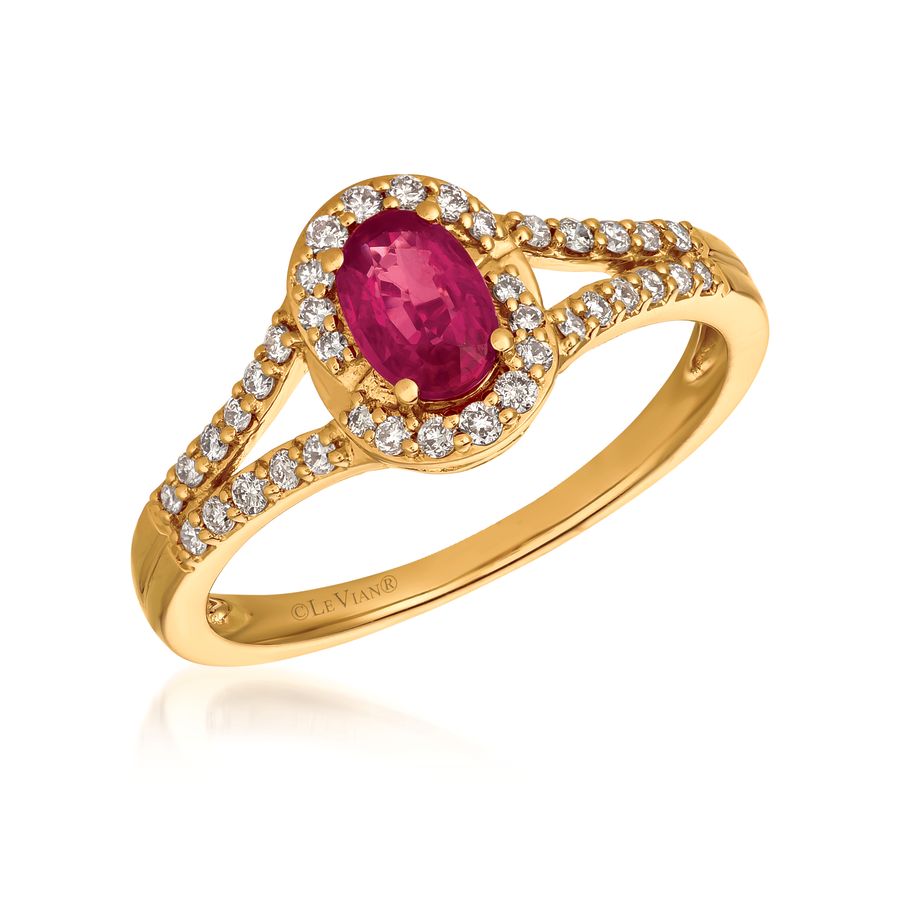 14K YELLOW GOLD DIAMOND RUBY RING