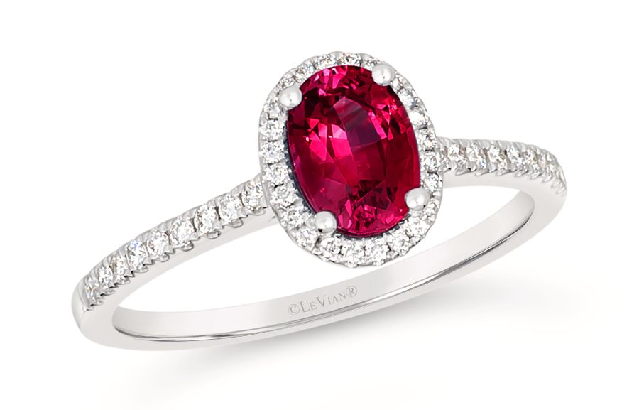 14K WHITE GOLD DIAMOND RUBY RING