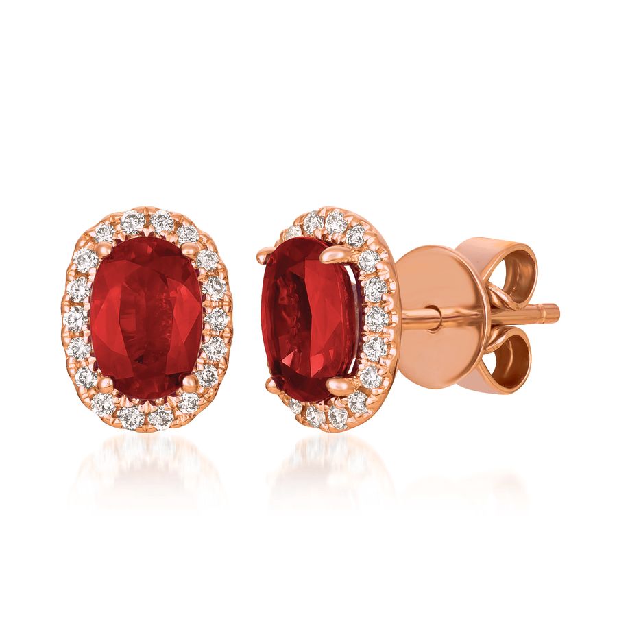14K STRAWBERRY GOLD DIAMOND RUBY EARRINGS