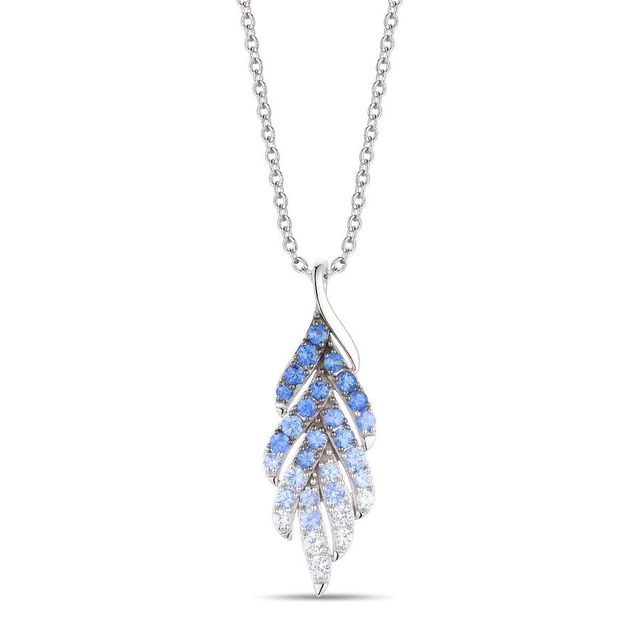 14K WHITE GOLD SAPPHIRE OMBRE, WHITE SAPPHIRE PEND