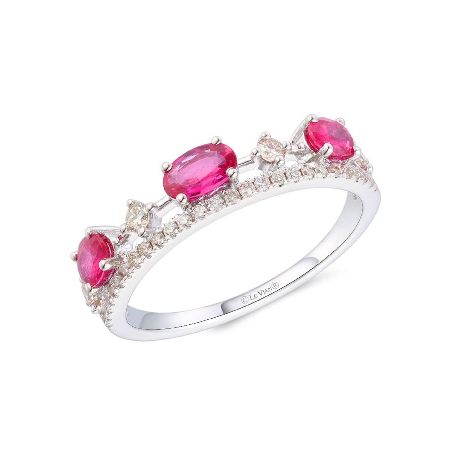 14K WHITE GOLD DIAMOND RUBY RING