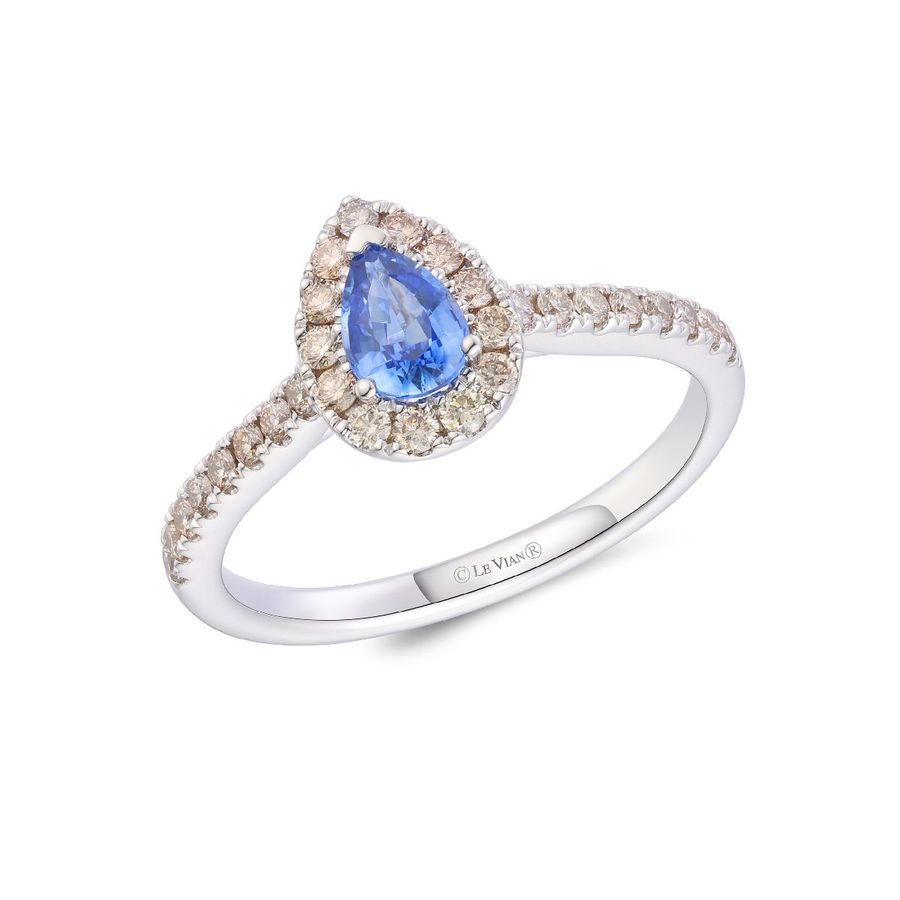 14K WHITE GOLD DIAMOND SAPPHIRE RING