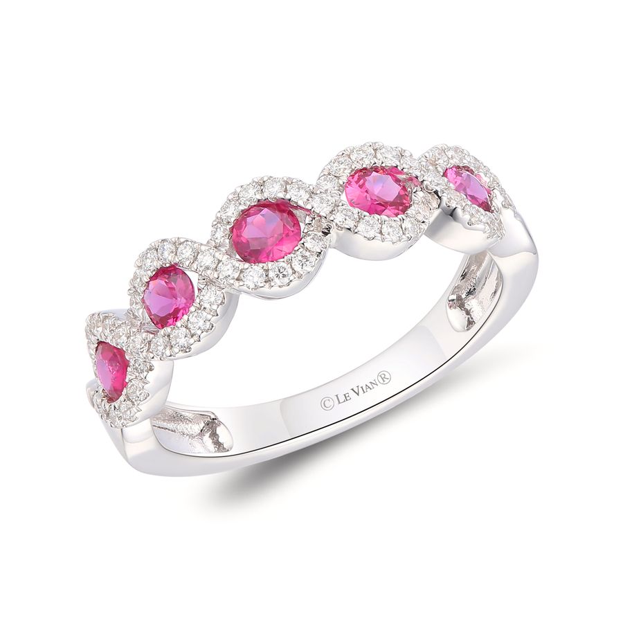14K WHITE GOLD DIAMOND RUBY RING