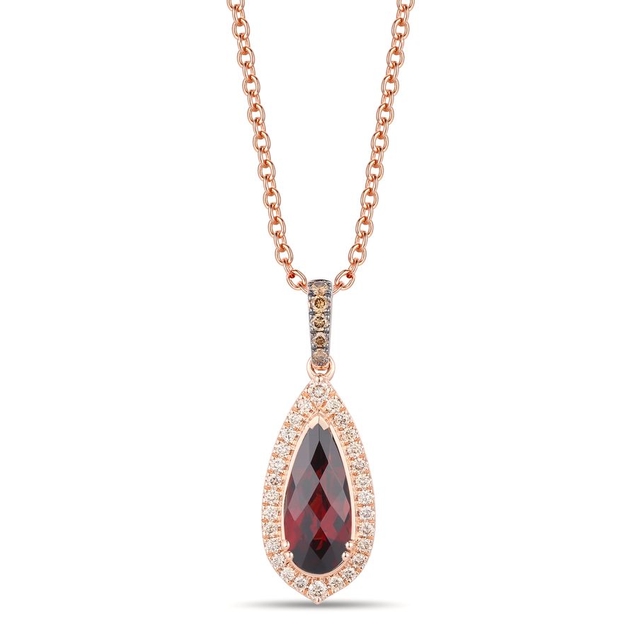 14K STRAWBERRY GOLD DIAMOND GARNET PENDANT