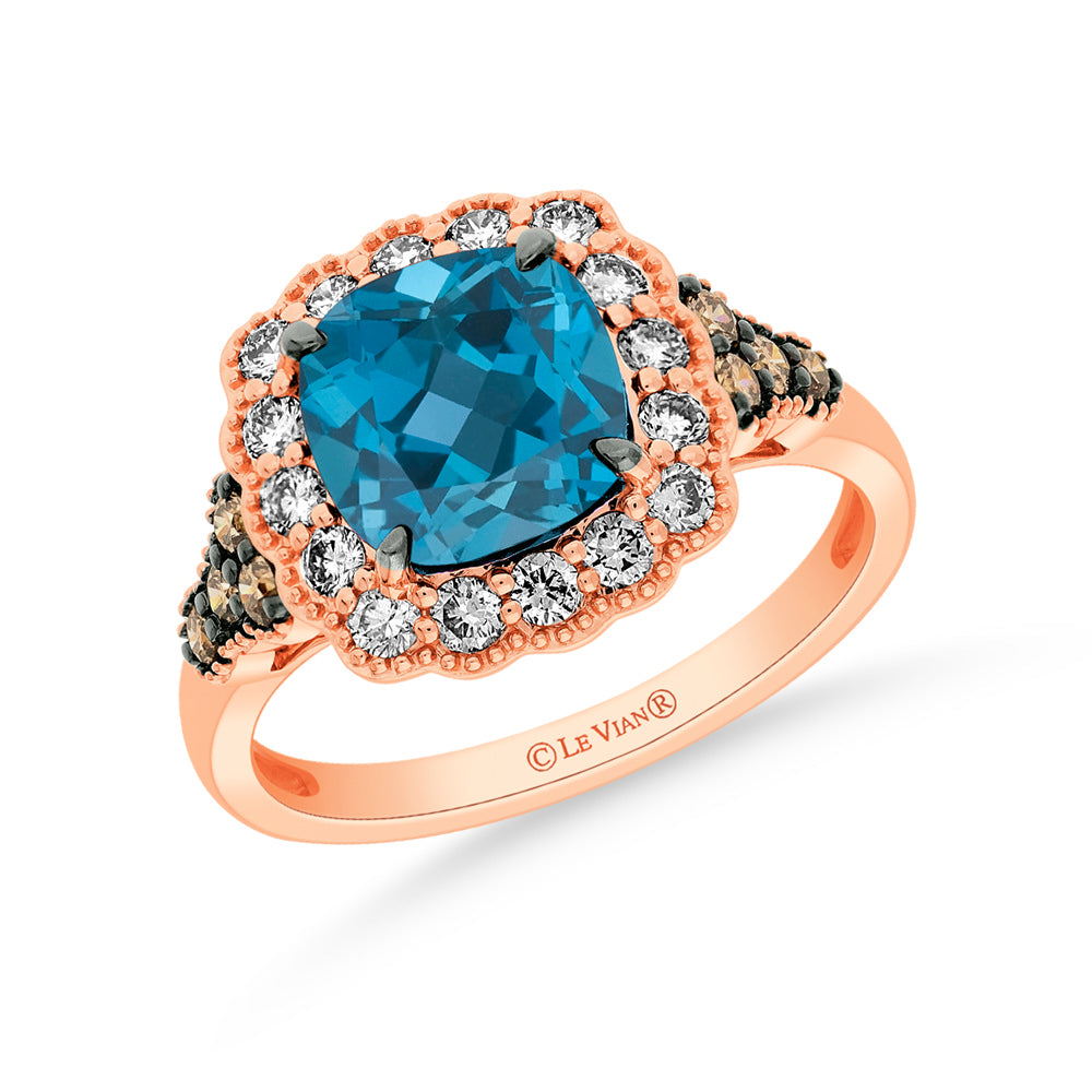 Strawberry Gold®Deep Sea Blue Topaz™RING