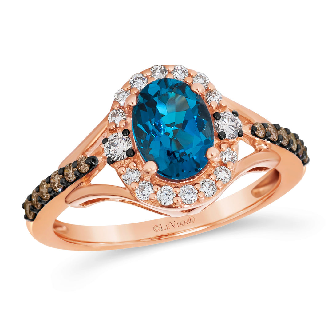 Strawberry Gold®Deep Sea Blue Topaz™RING