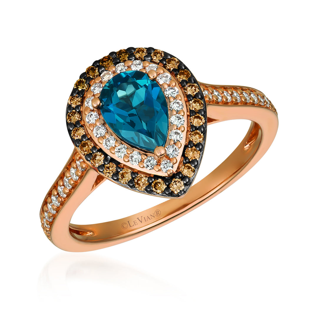 Strawberry Gold®Deep Sea Blue Topaz™RING