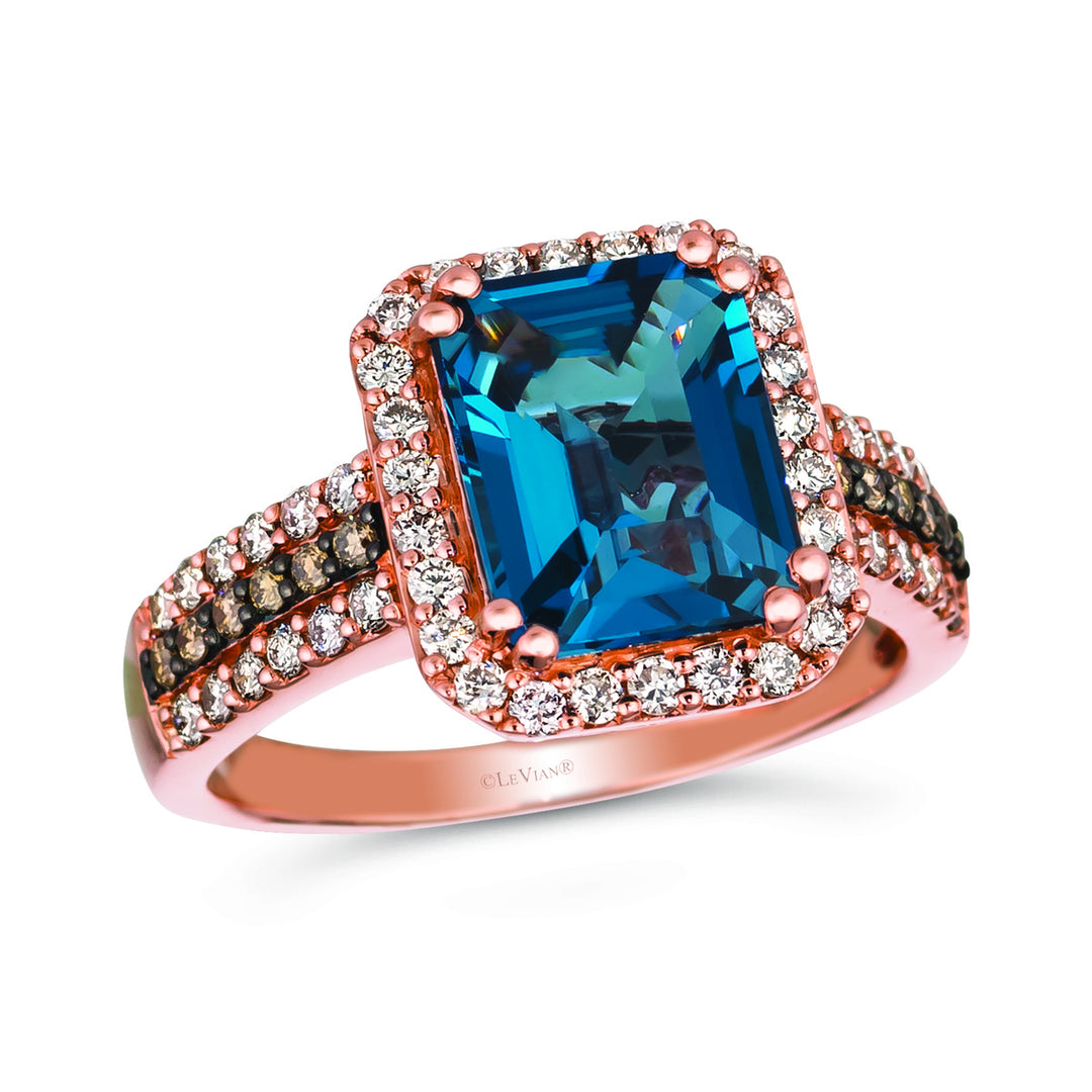 Strawberry Gold®Deep Sea Blue Topaz™RING